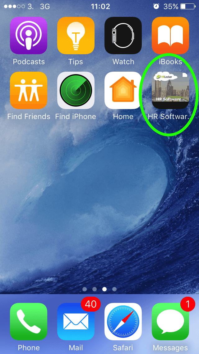 HR timesheet app on iPhone home screen