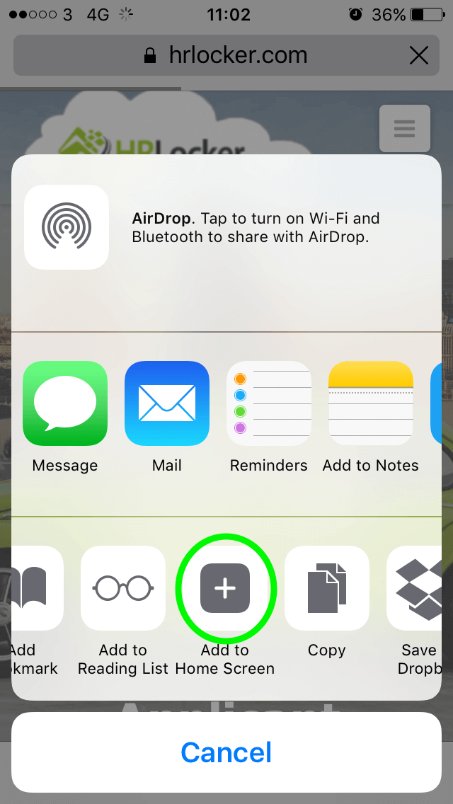 image showing how to add a web page to home screen iPhone