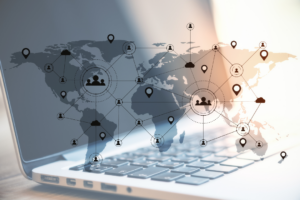 Laptop Background with Work Map