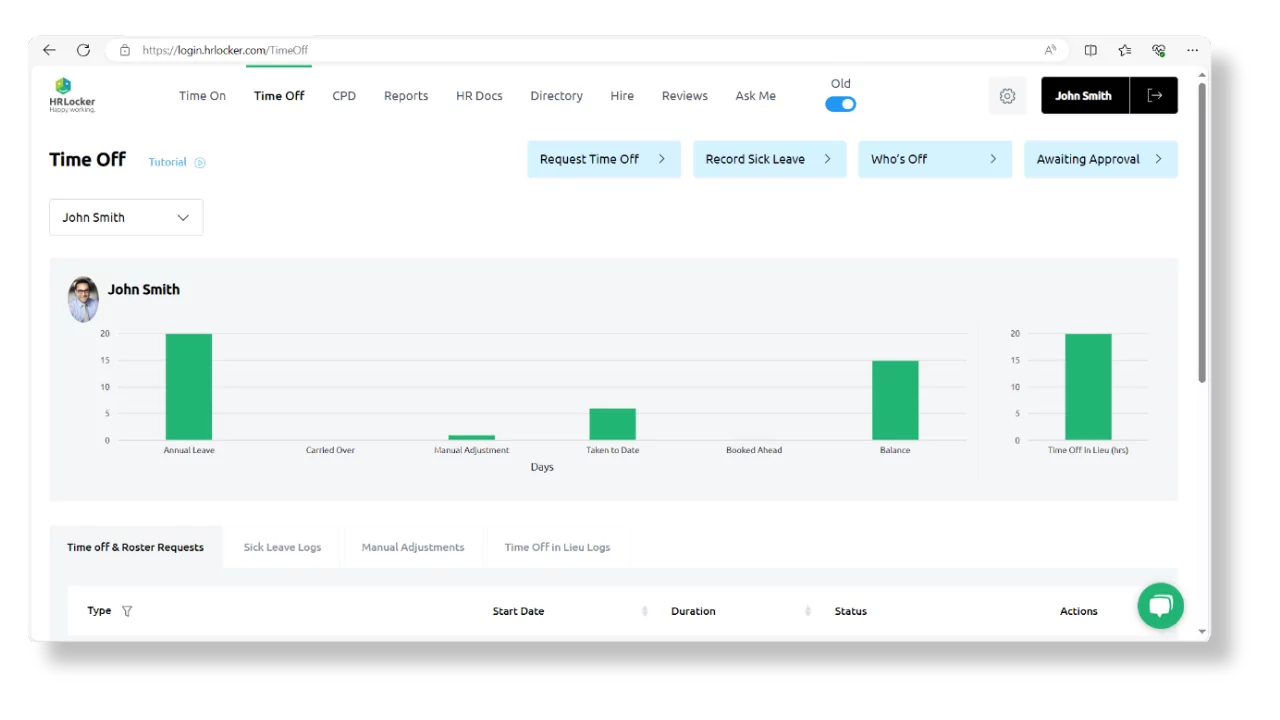 HRLocker’s self-service time management solution